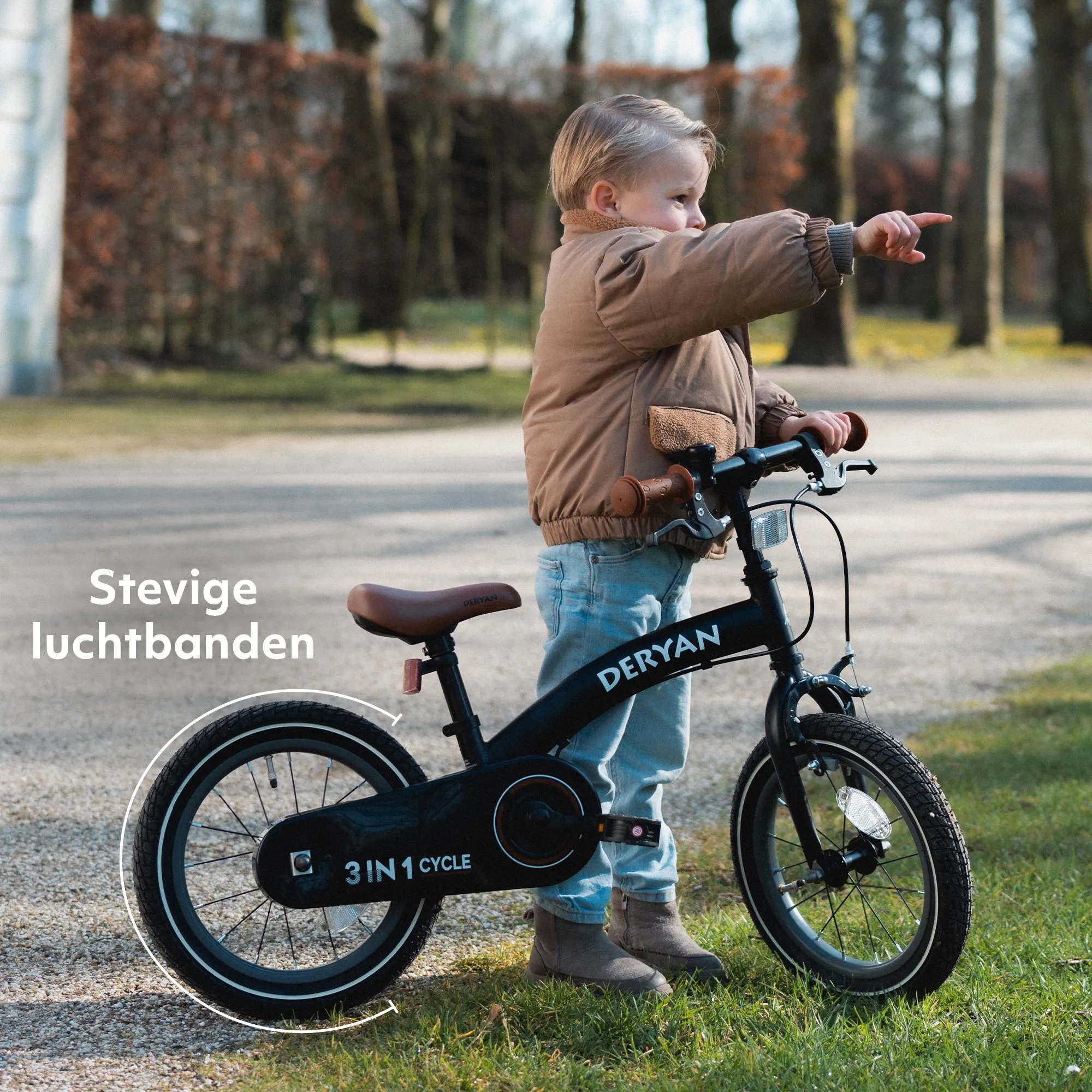 Bicicleta de lujo para niños 14 pulgadas - 3 en 1 - bicicleta de paseo Negro - Image 4