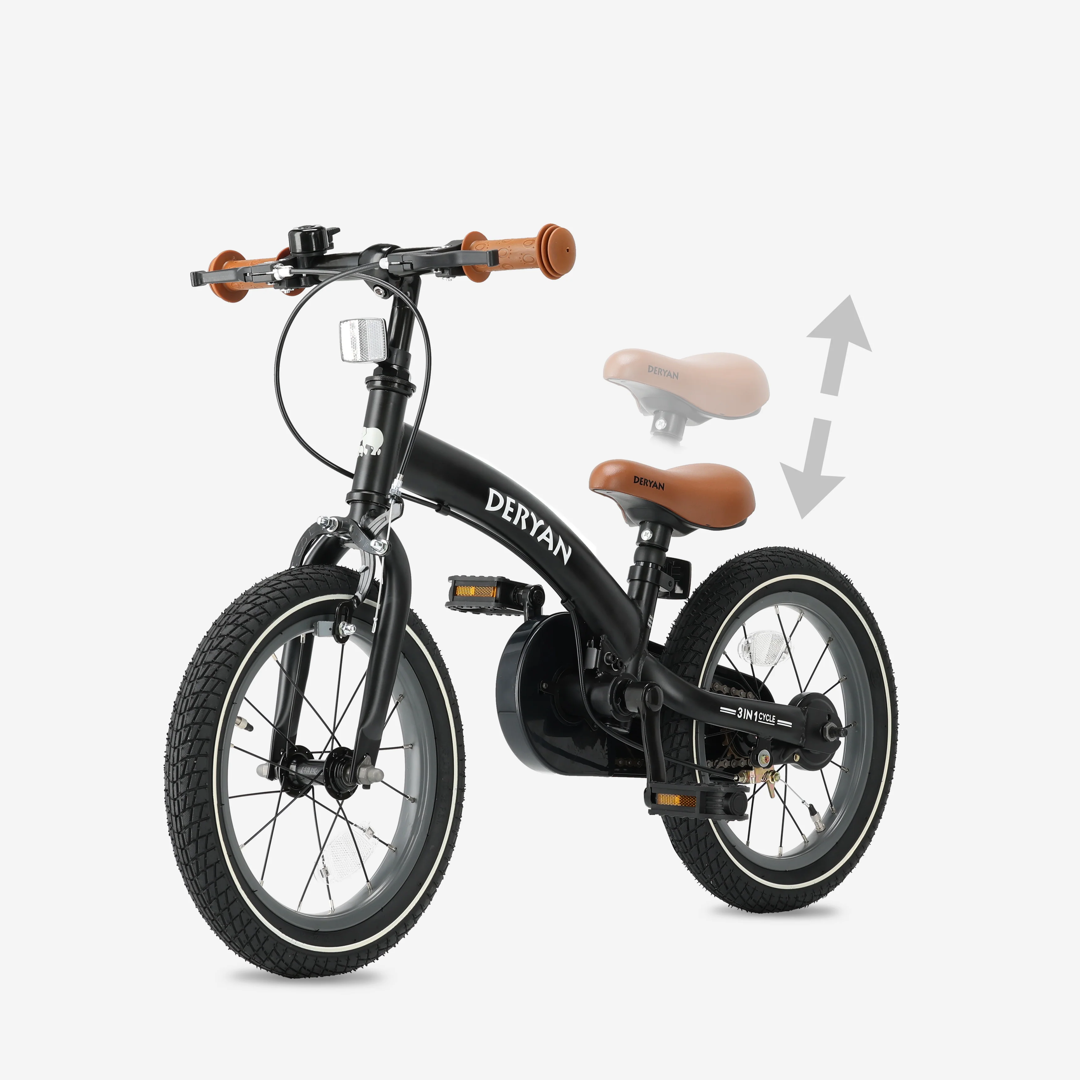 Bicicleta de lujo para niños 14 pulgadas - 3 en 1 - bicicleta de paseo Negro - Image 9