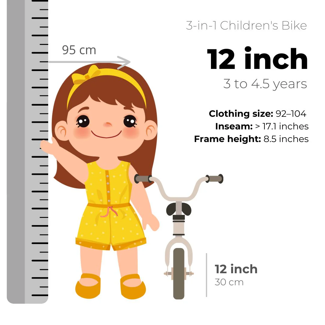 Bicicleta infantil de lujo 12 pulgadas - 3 en 1 - bicicleta de paseo Rosa - Image 12