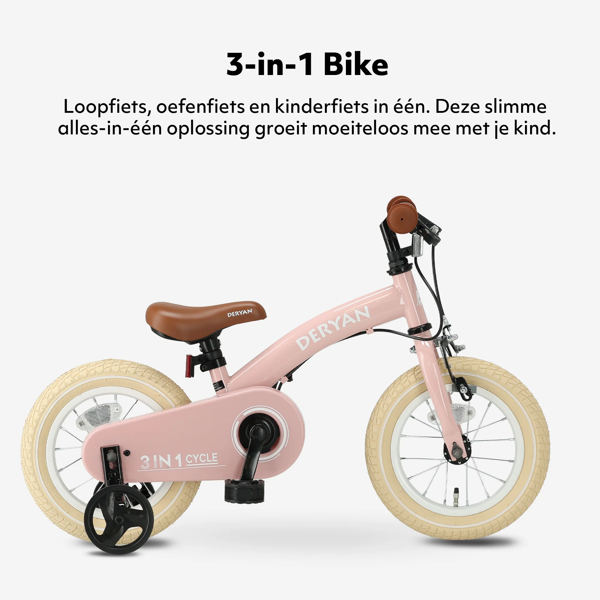 Bicicleta infantil de lujo 12 pulgadas - 3 en 1 - bicicleta de paseo Rosa - Image 3