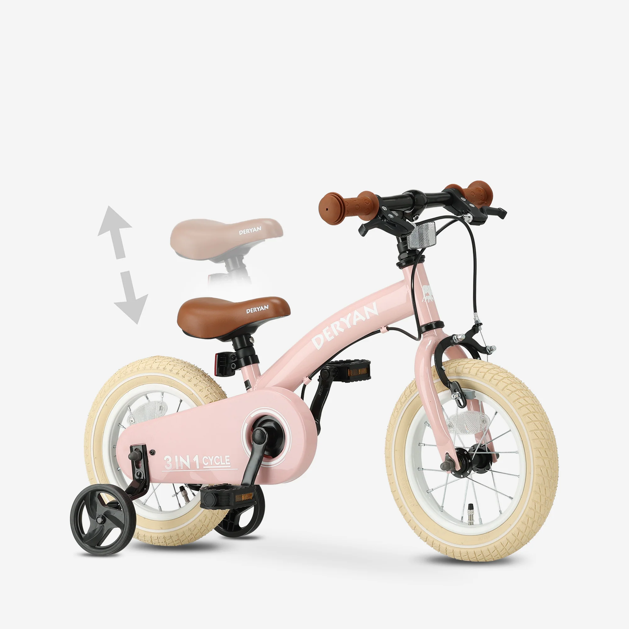 Bicicleta infantil de lujo 12 pulgadas - 3 en 1 - bicicleta de paseo Rosa - Image 7