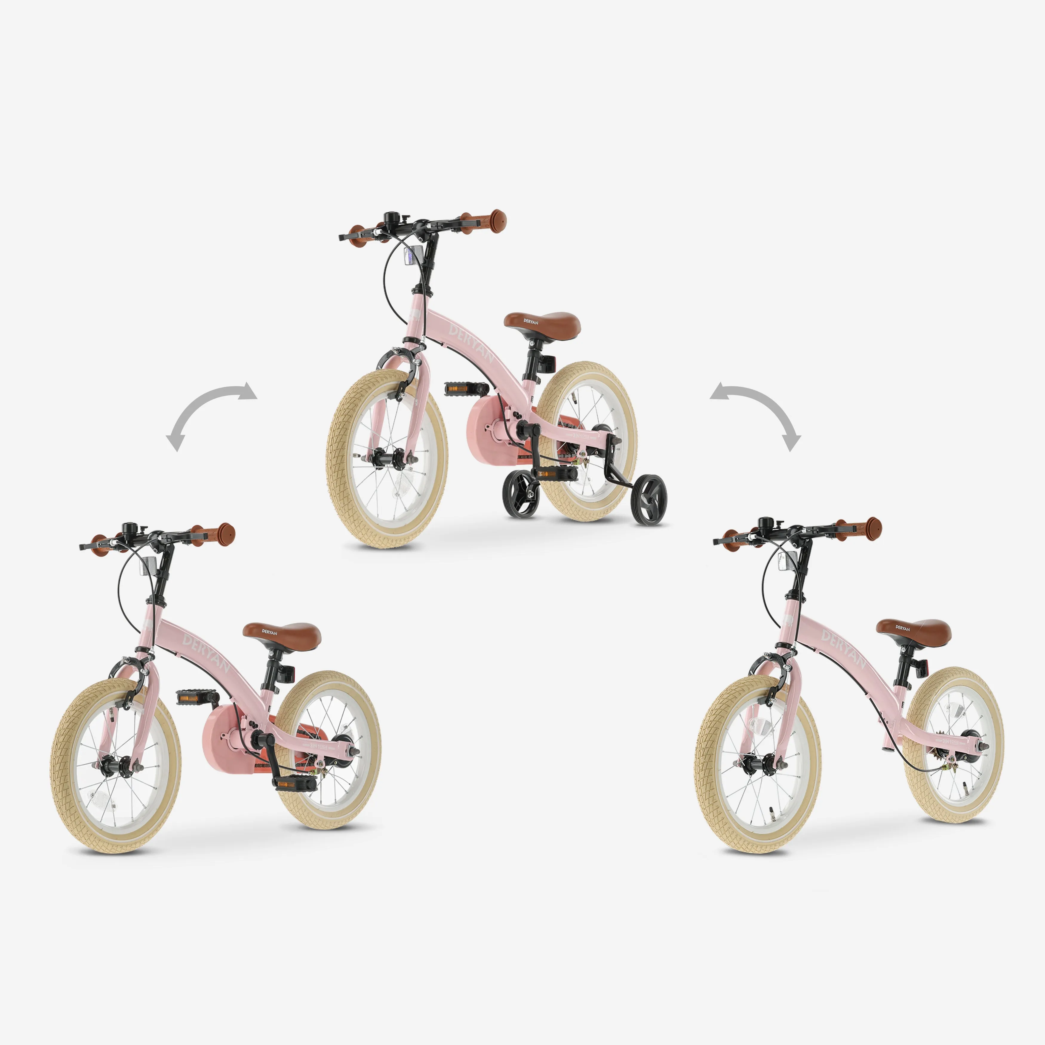 Bicicleta infantil de lujo 14 pulgadas - 3 en 1 - bicicleta de equilibrio - Rosa - Image 5