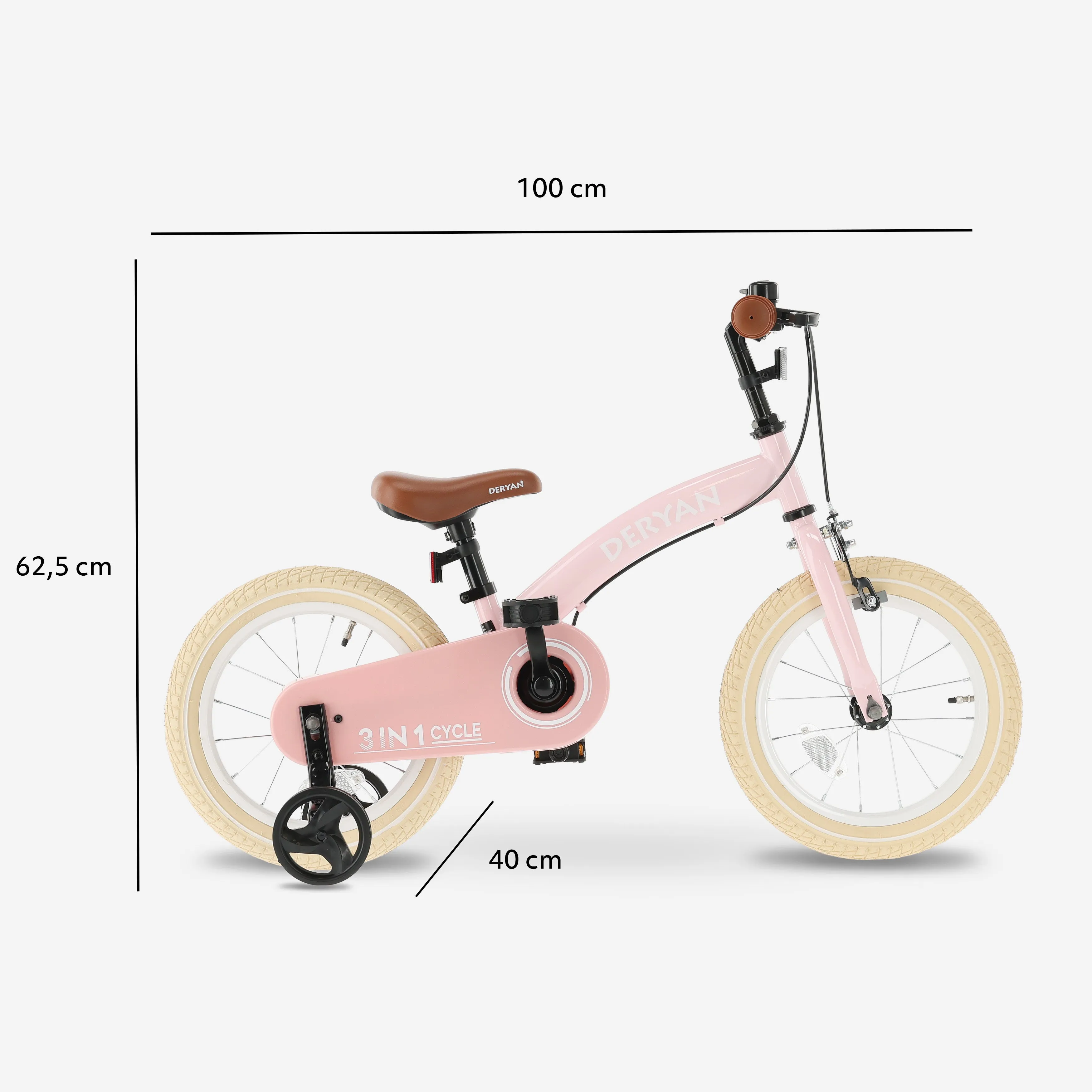 Bicicleta infantil de lujo 14 pulgadas - 3 en 1 - bicicleta de equilibrio - Rosa - Image 9