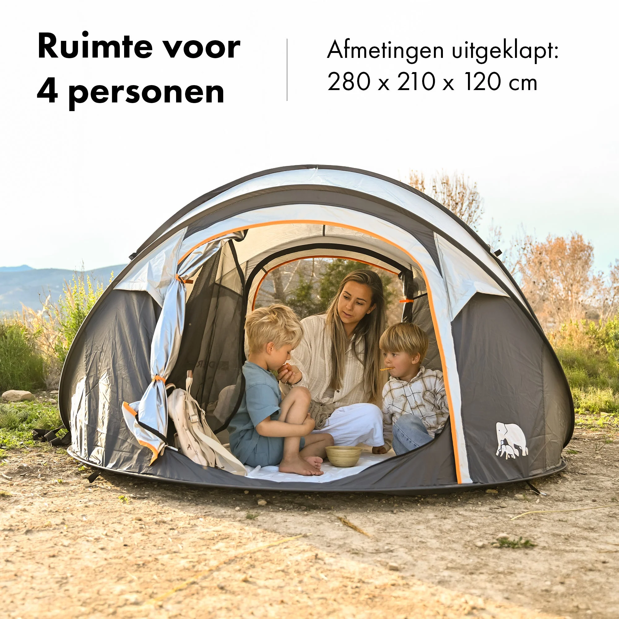 Pop Up Luxe Tent - 2000MM columna de agua - Crema - 4 Personas - Image 3