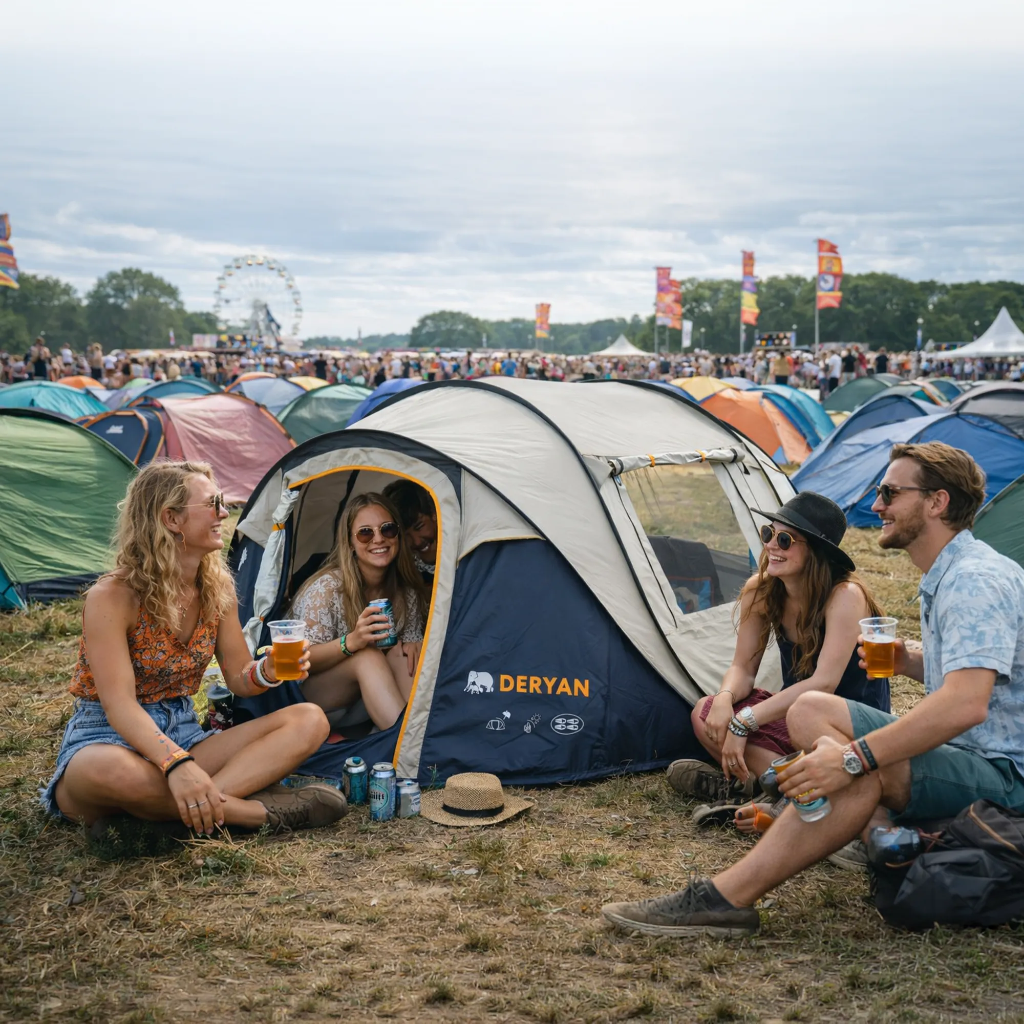 Pop Up Luxe Tent - 2000MM columna de agua - Crema - 4 Personas - Image 6